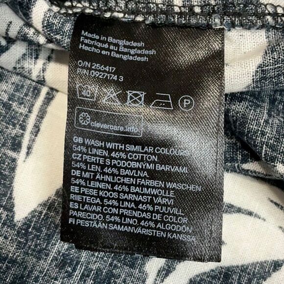 H&M Tropical Print Linen Blend Button Down Shirt - Picture 10 of 10